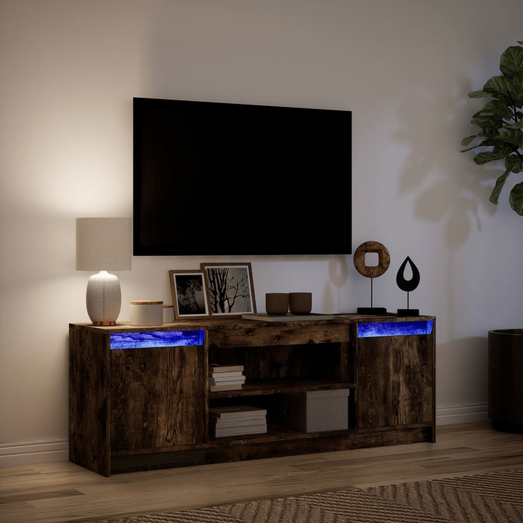 TV ormarić s LED svjetlima boja hrasta 139,5x34x50 cm drveni