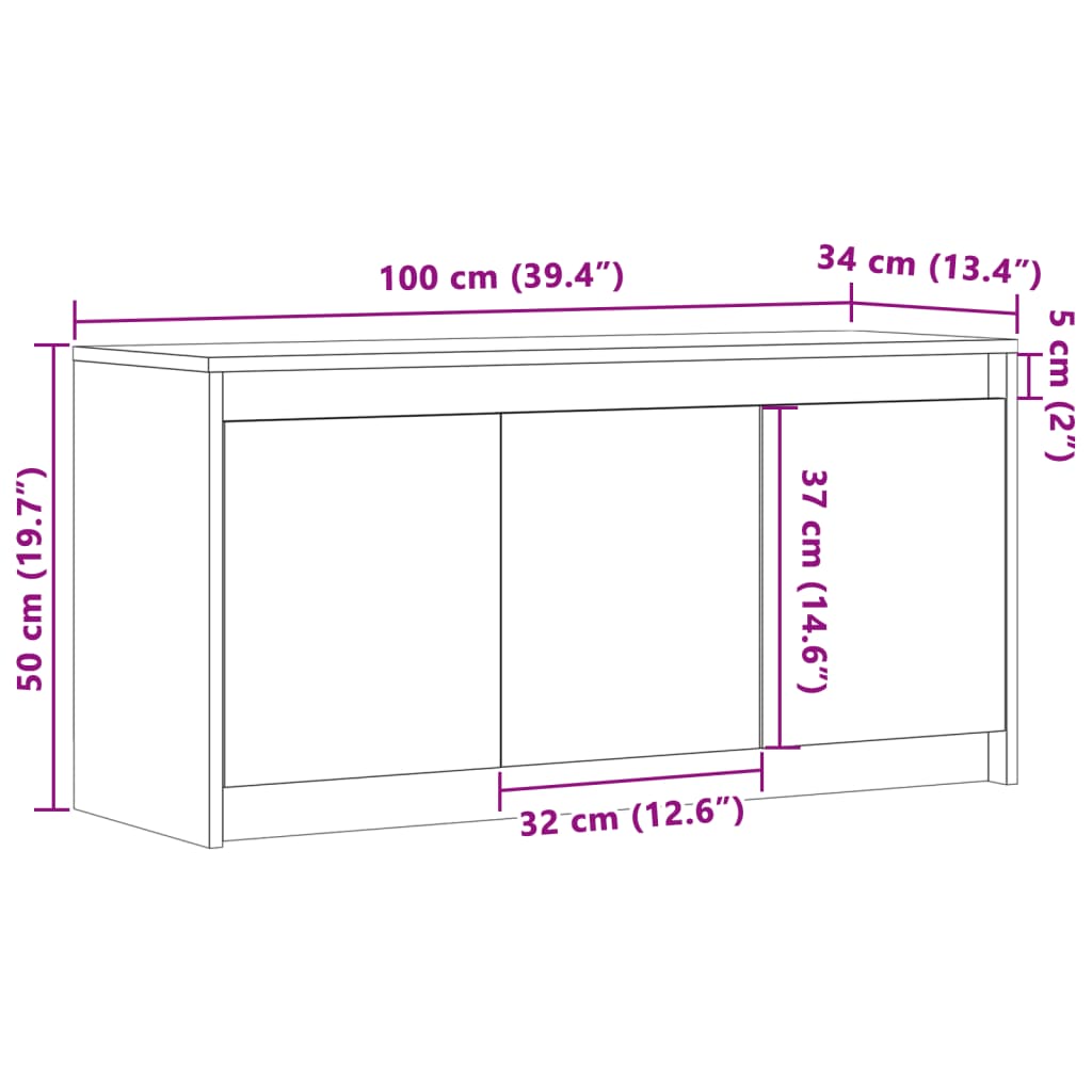 TV ormarić LED bijeli 100 x 34 x 50 cm od konstruiranog drva