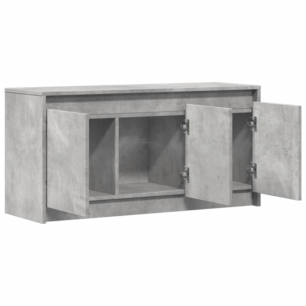 TV ormarić s LED svjetlima boja betona 100x34x50 cm drveni