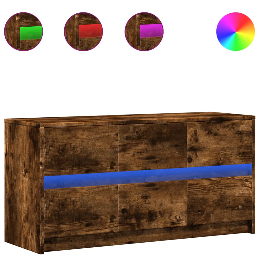 TV ormarić s LED svjetlima boja hrasta 100x34x50 cm drveni