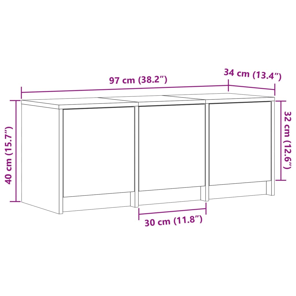 TV ormarić s LED svjetlima crni 97x34x40 cm konstruirano drvo