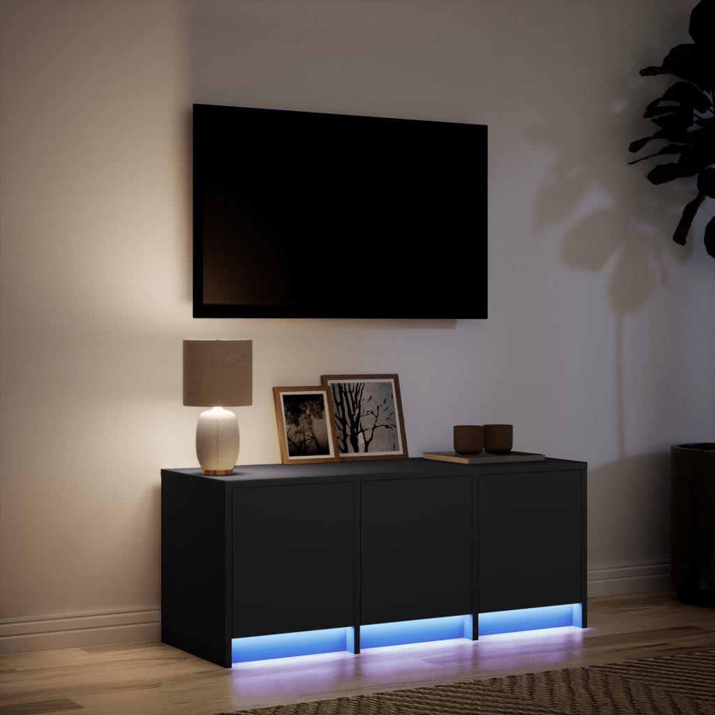 TV ormarić s LED svjetlima crni 97x34x40 cm konstruirano drvo