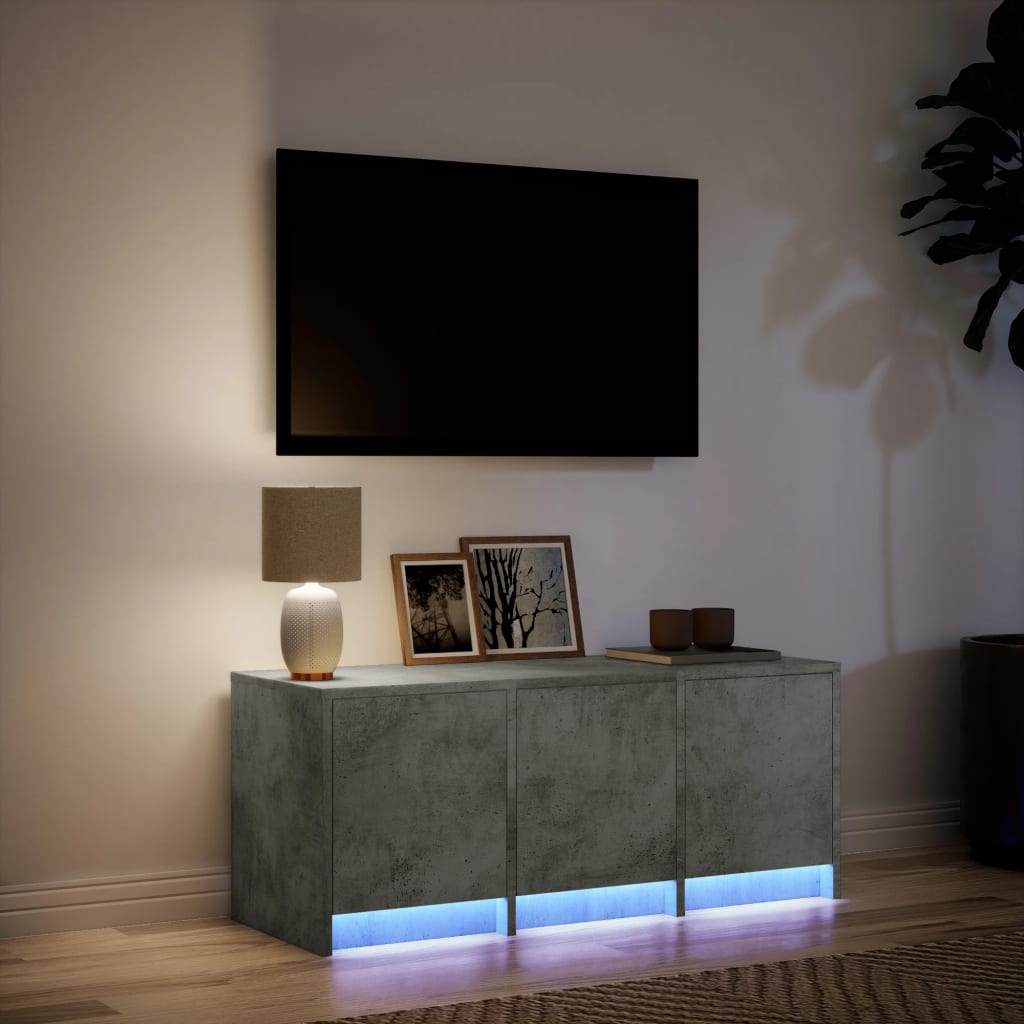 TV ormarić s LED svjetlima boja betona 97x34x40 cm drveni