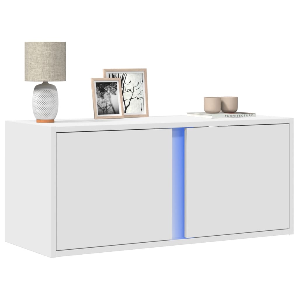 Zidni TV ormarić s LED svjetlima bijeli 80x31x35 cm