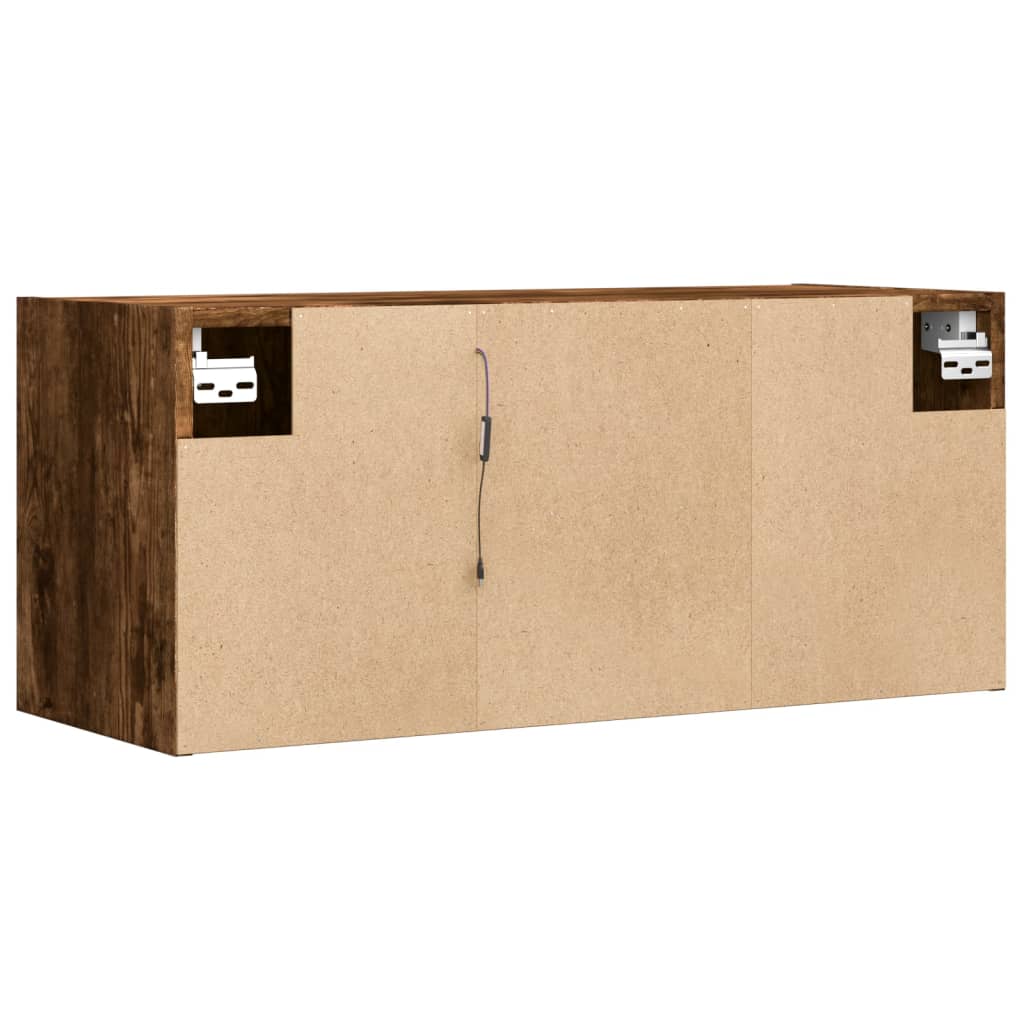Zidni TV ormarić s LED svjetlima boja hrasta 80x31x35 cm