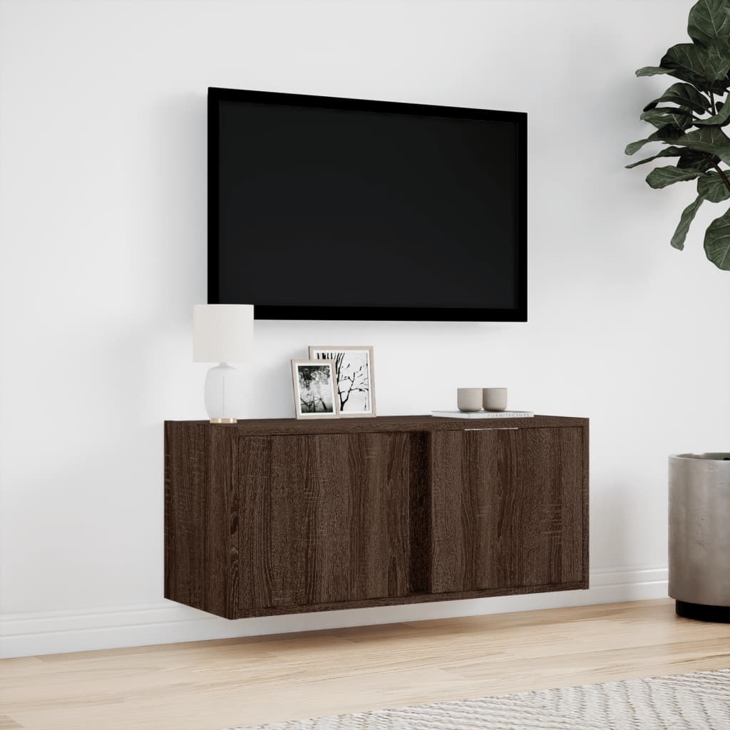 Zidni TV ormarić LED smeđa boja hrasta 80x31x35 cm