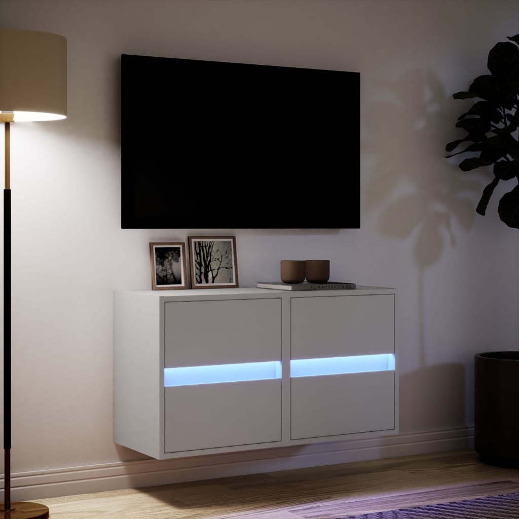 Zidni TV ormarići s LED svjetlima 2 kom bijeli 41 x 31 x 45 cm