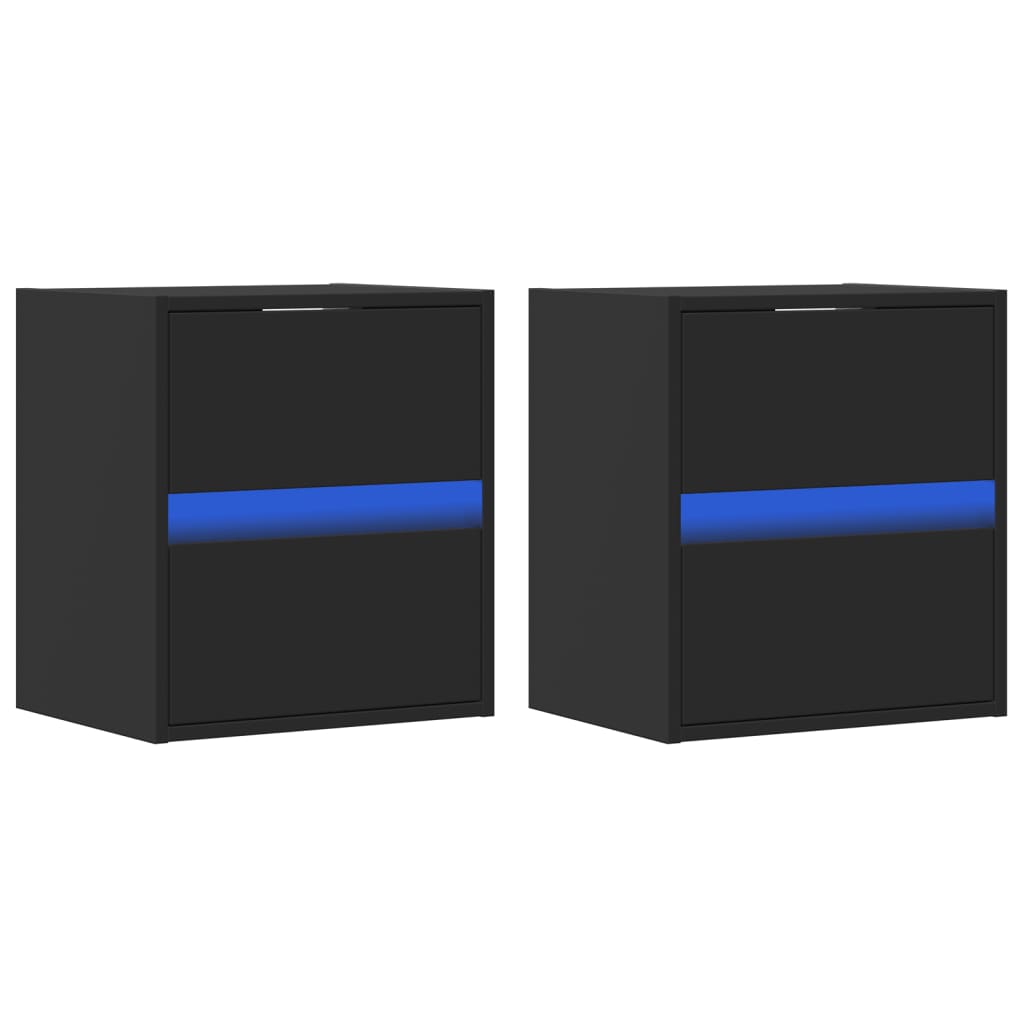 Zidni TV ormarići s LED svjetlima 2 kom crni 41x31x45 cm
