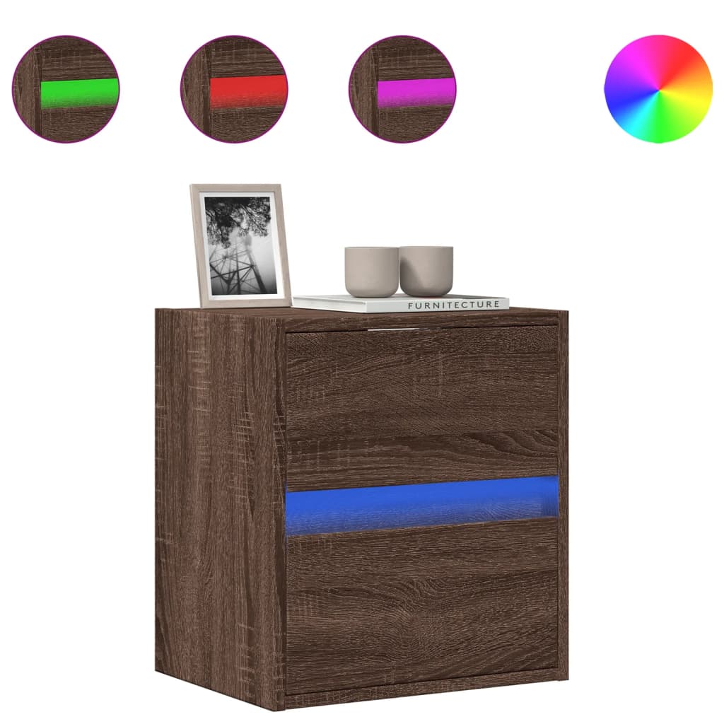 Zidni TV ormarić s LED svjetlima boja hrasta 41x31x45 cm