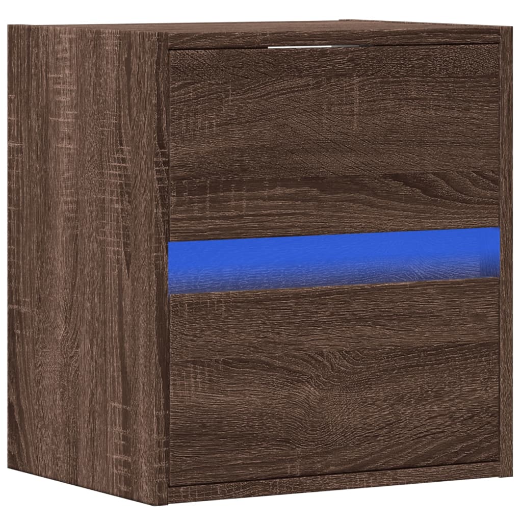Zidni TV ormarić s LED svjetlima boja hrasta 41x31x45 cm Smeđa