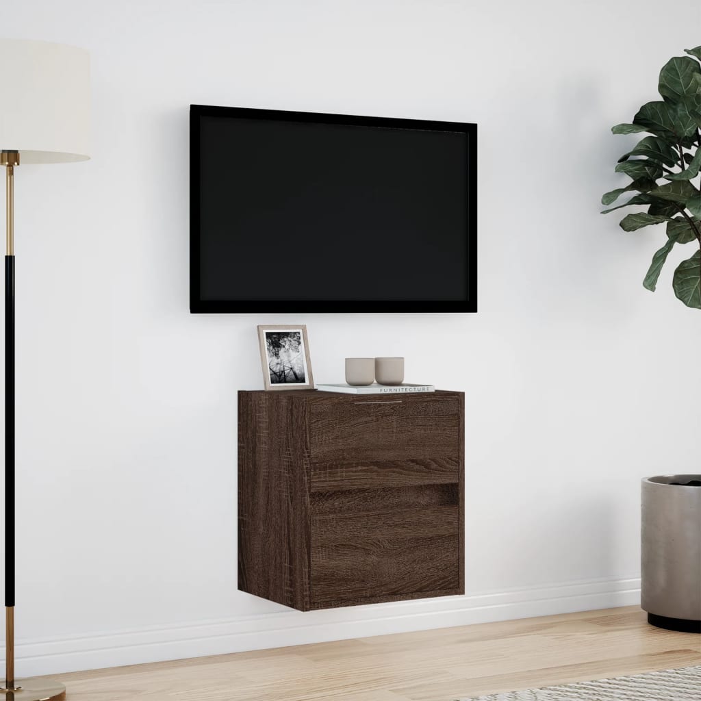 Zidni TV ormarić s LED svjetlima boja hrasta 41x31x45 cm Smeđa