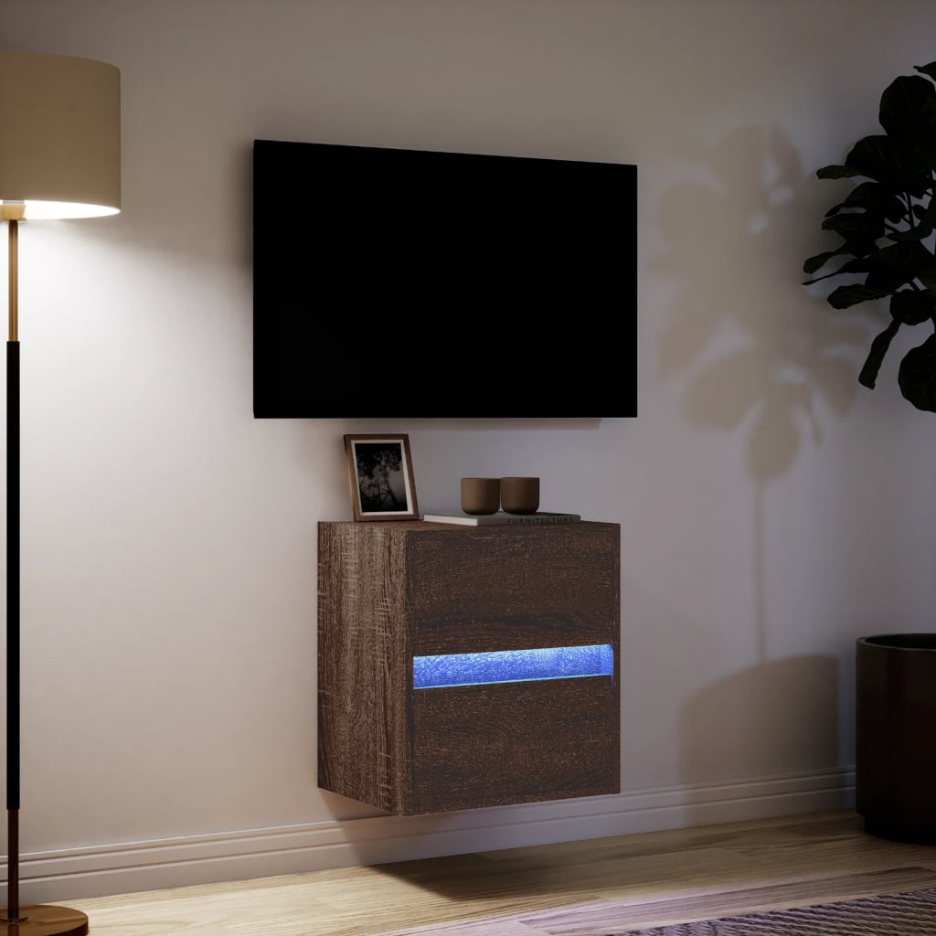 Zidni TV ormarić s LED svjetlima boja hrasta 41x31x45 cm