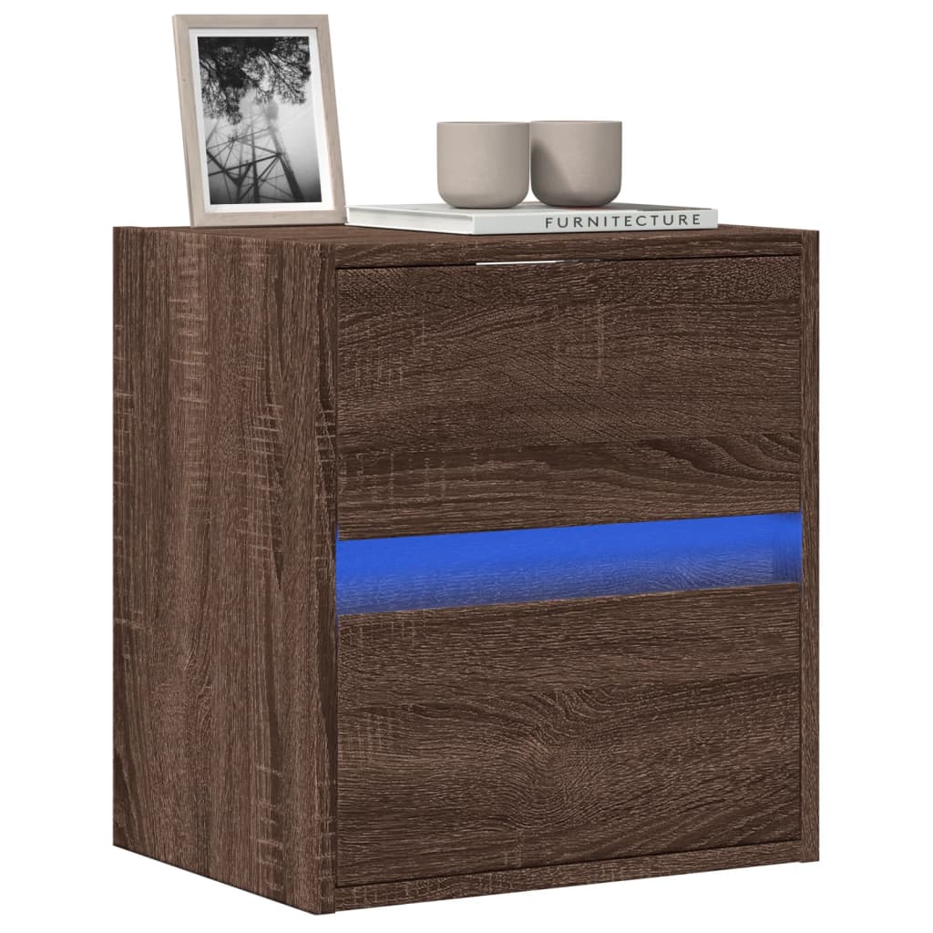 Zidni TV ormarić s LED svjetlima boja hrasta 41x31x45 cm