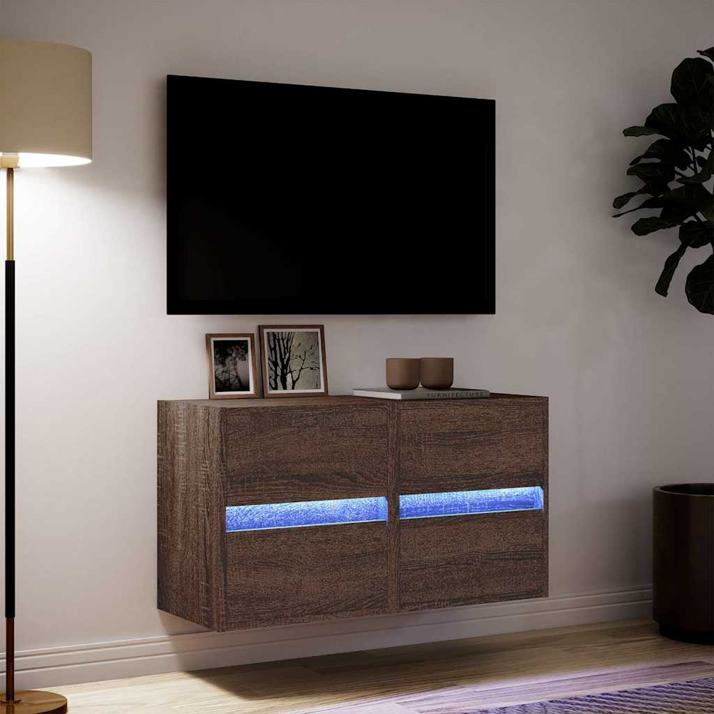 Zidni TV ormarići LED 2 kom boja smeđeg hrasta 41x31x45 cm