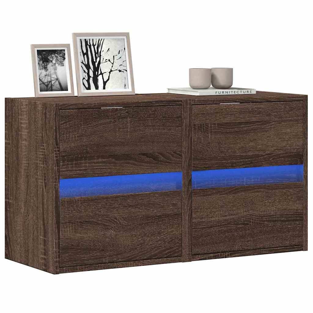 Zidni TV ormarići LED 2 kom boja smeđeg hrasta 41x31x45 cm
