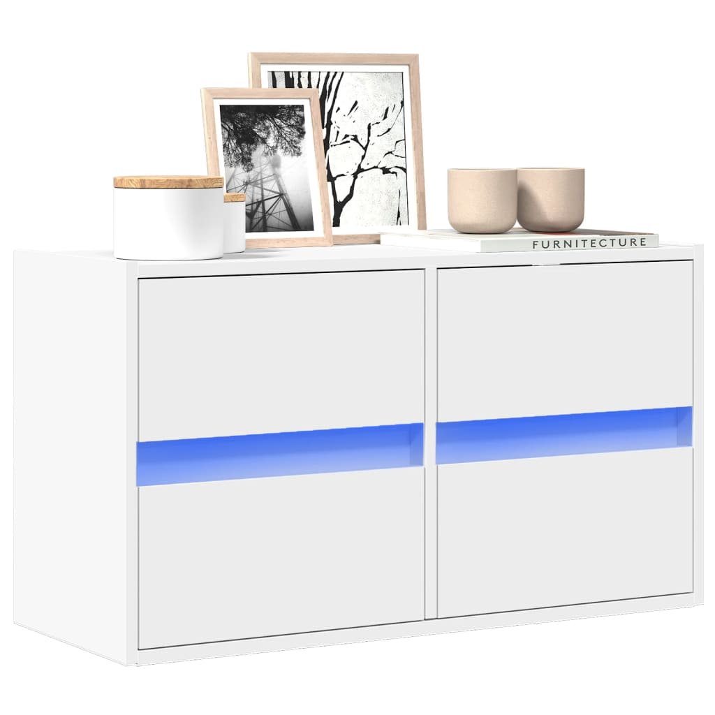 Zidni TV ormarić s LED svjetlima bijeli 80 x 31 x 45 cm