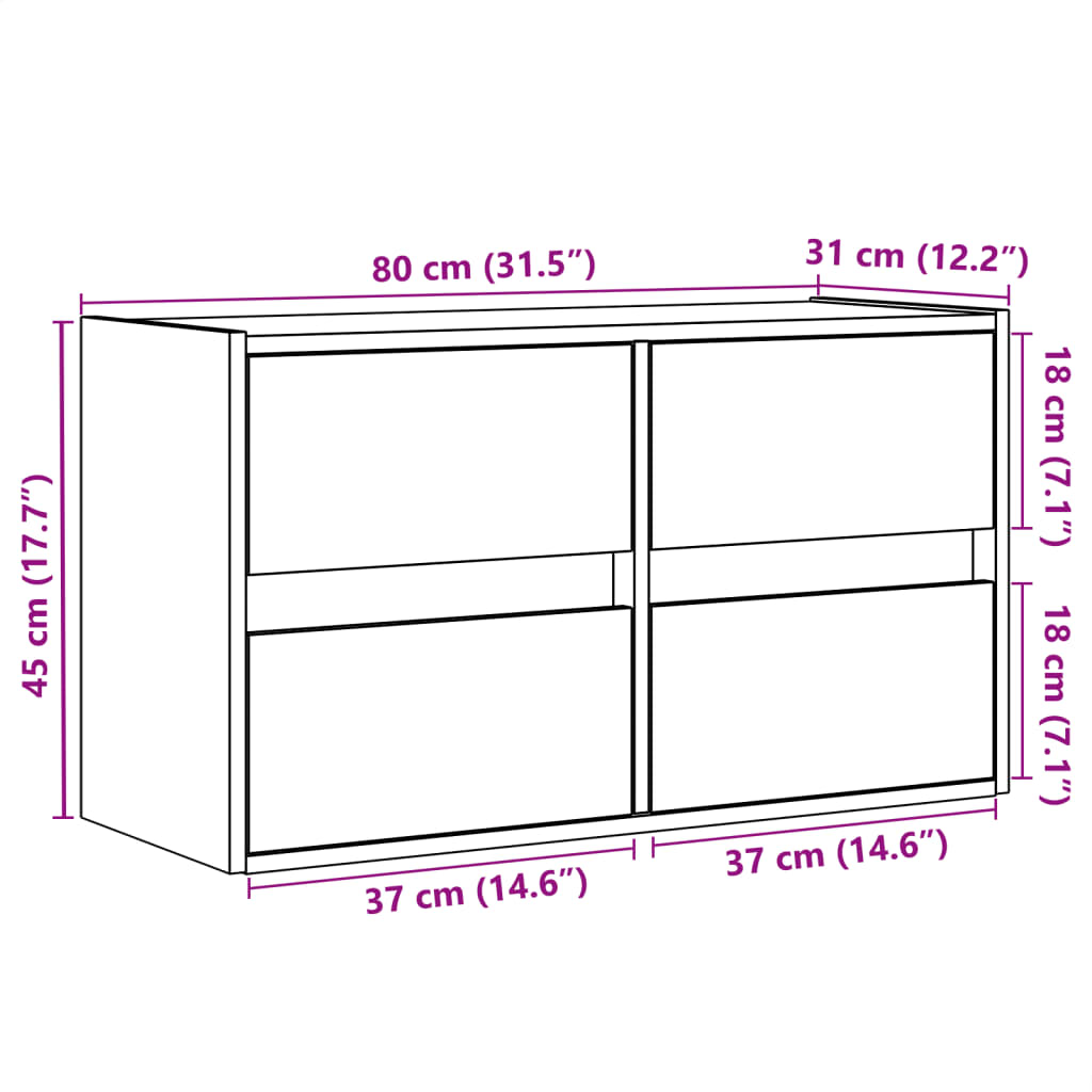 Zidni TV ormarić s LED svjetlima boja betona 80 x 31 x 45 cm