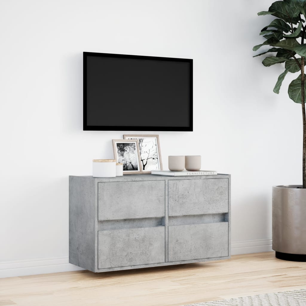 Zidni TV ormarić s LED svjetlima boja betona 80 x 31 x 45 cm