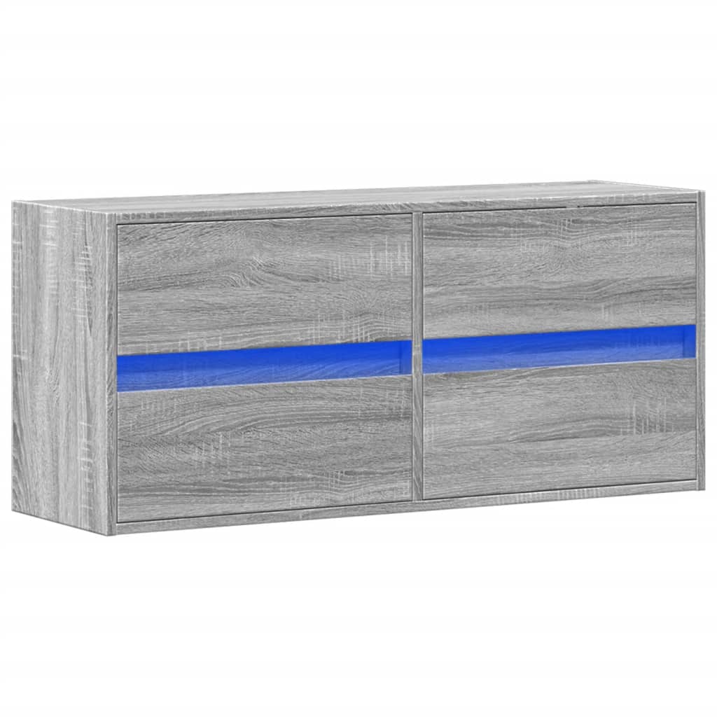 Zidni TV ormarić s LED svjetlima siva boja hrasta 100x31x45 cm