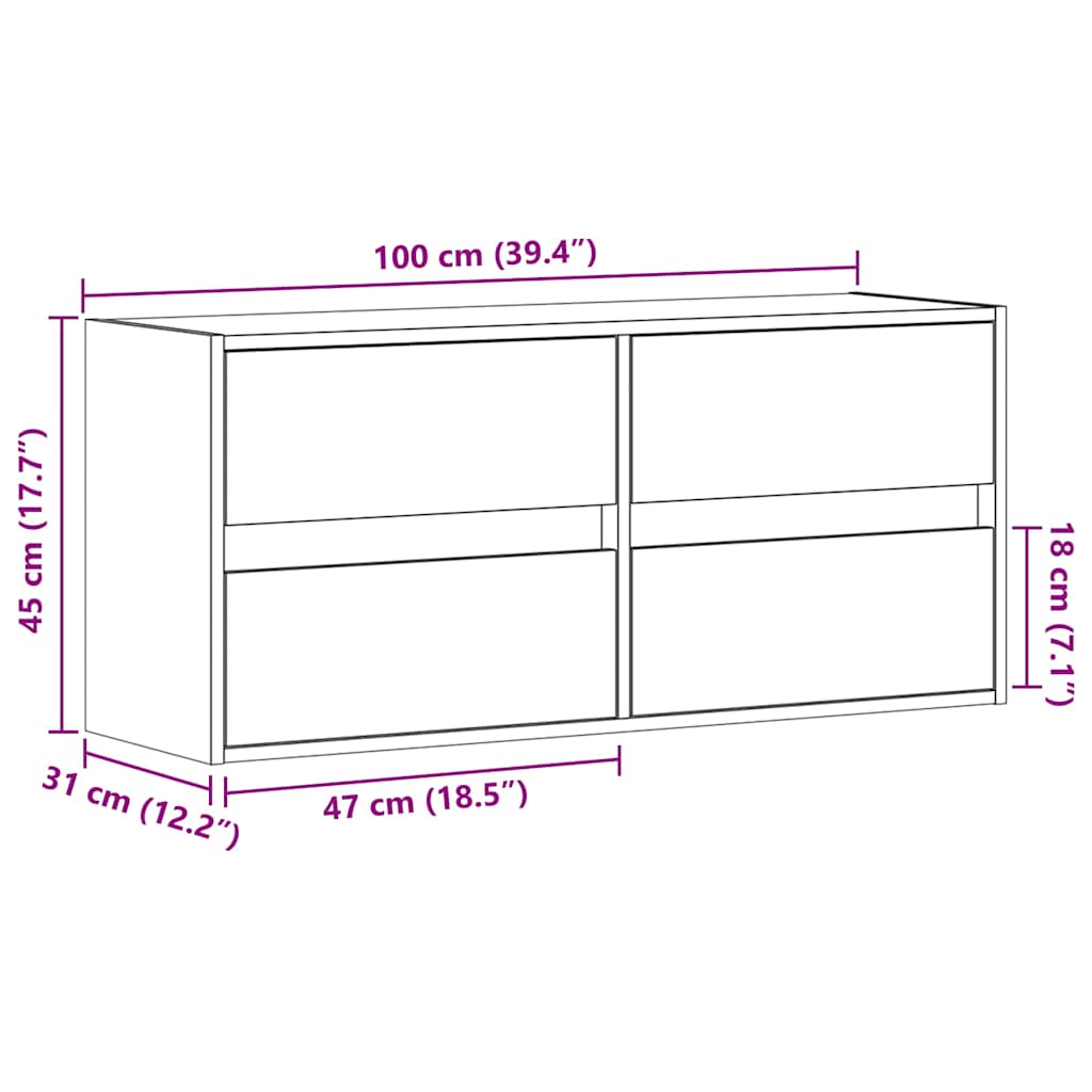 Zidni TV ormarić s LED svjetlima smeđa boja hrasta 100x31x45 cm