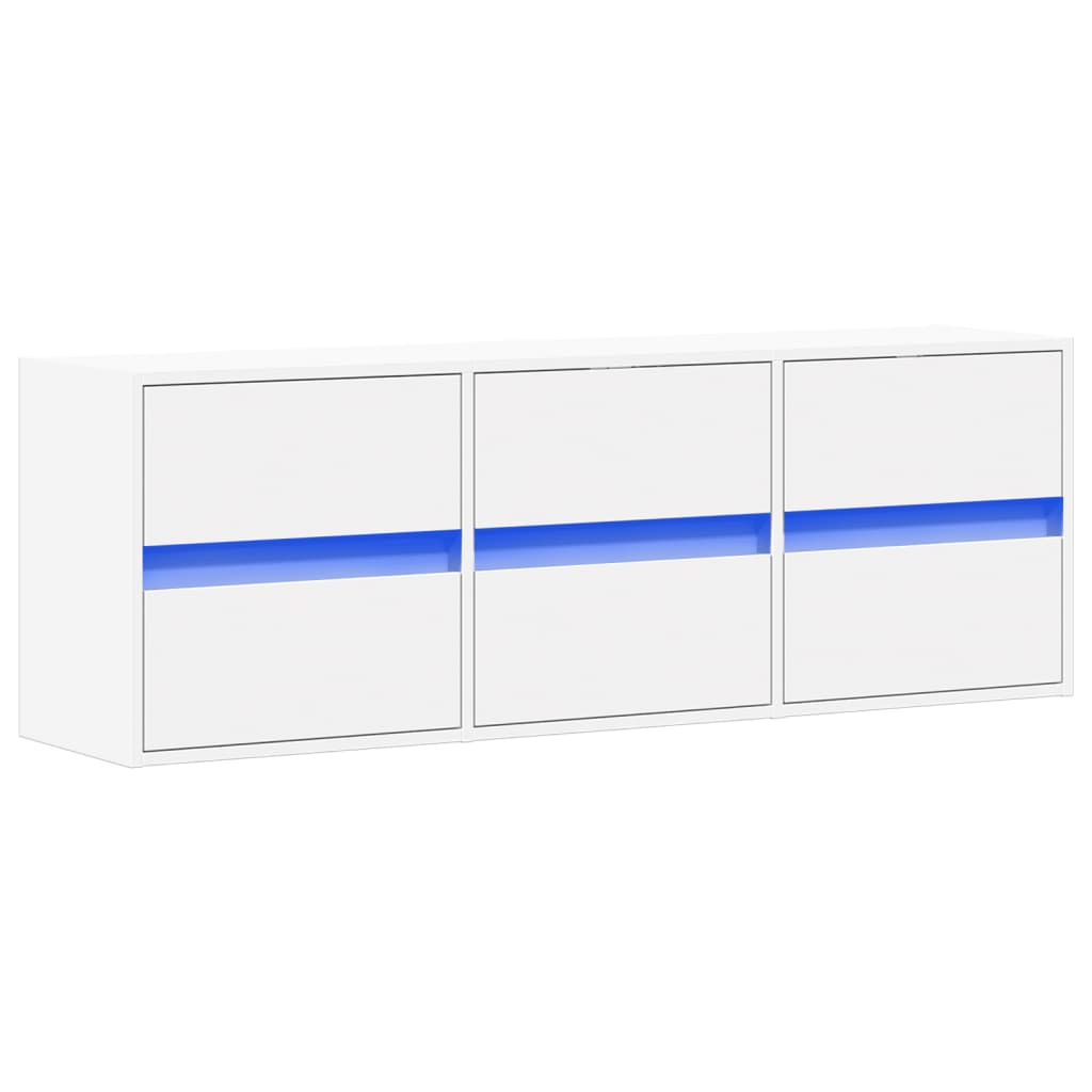 Zidni TV ormarić s LED svjetlima bijeli 130x31x45 cm