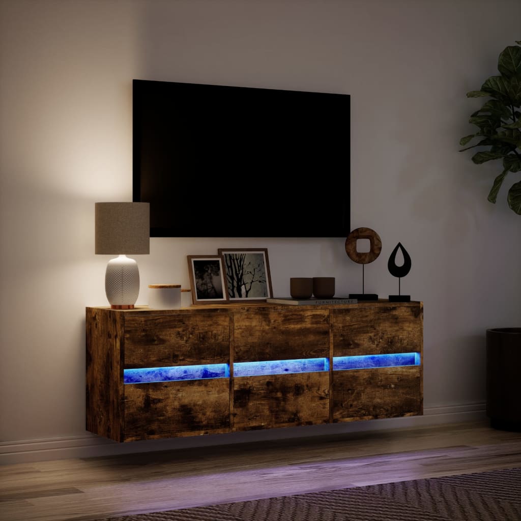 Zidni TV ormarić LED boja dimljenog hrasta 130x31x45 cm