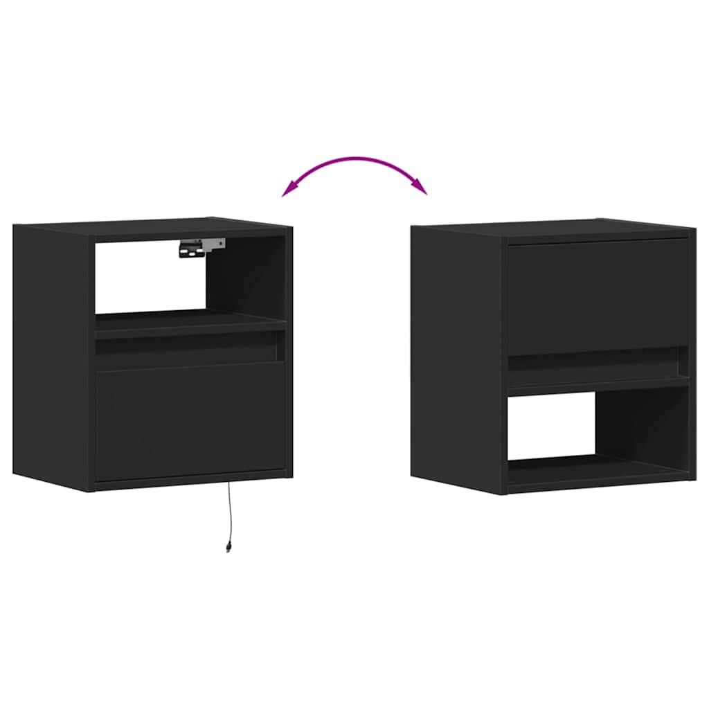 Zidni TV ormarići s LED svjetlima 2 kom crni 41x31x45 cm