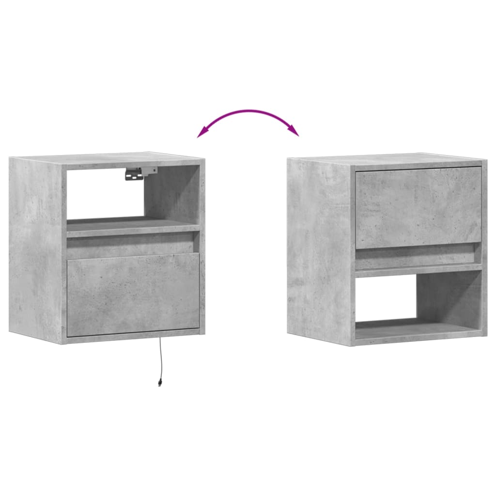 Zidni TV ormarić s LED svjetlima boja betona 41x31x45 cm