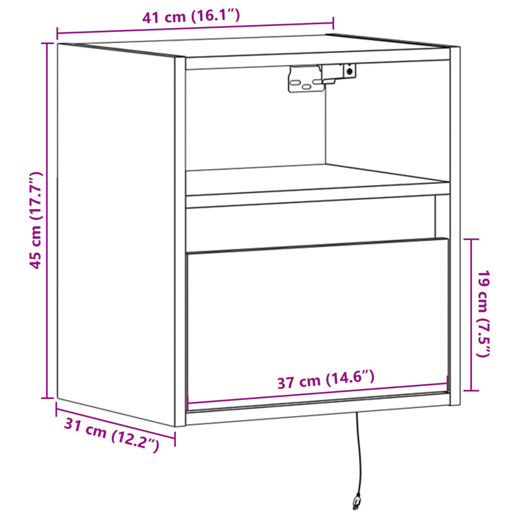 Zidni TV ormarići LED 2 kom boja betona 41x31x45 cm