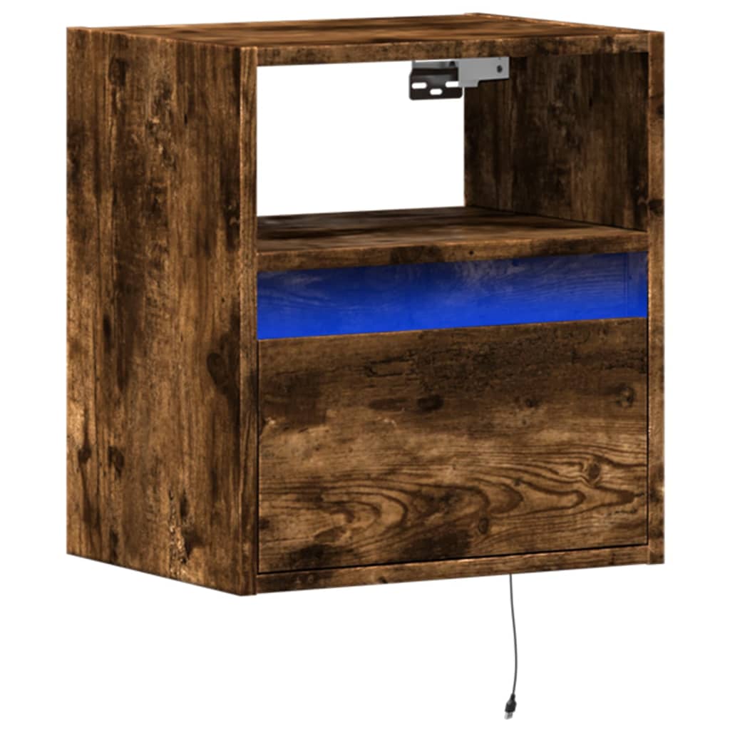 Zidni TV ormarić s LED svjetlima boja hrasta 41x31x45 cm