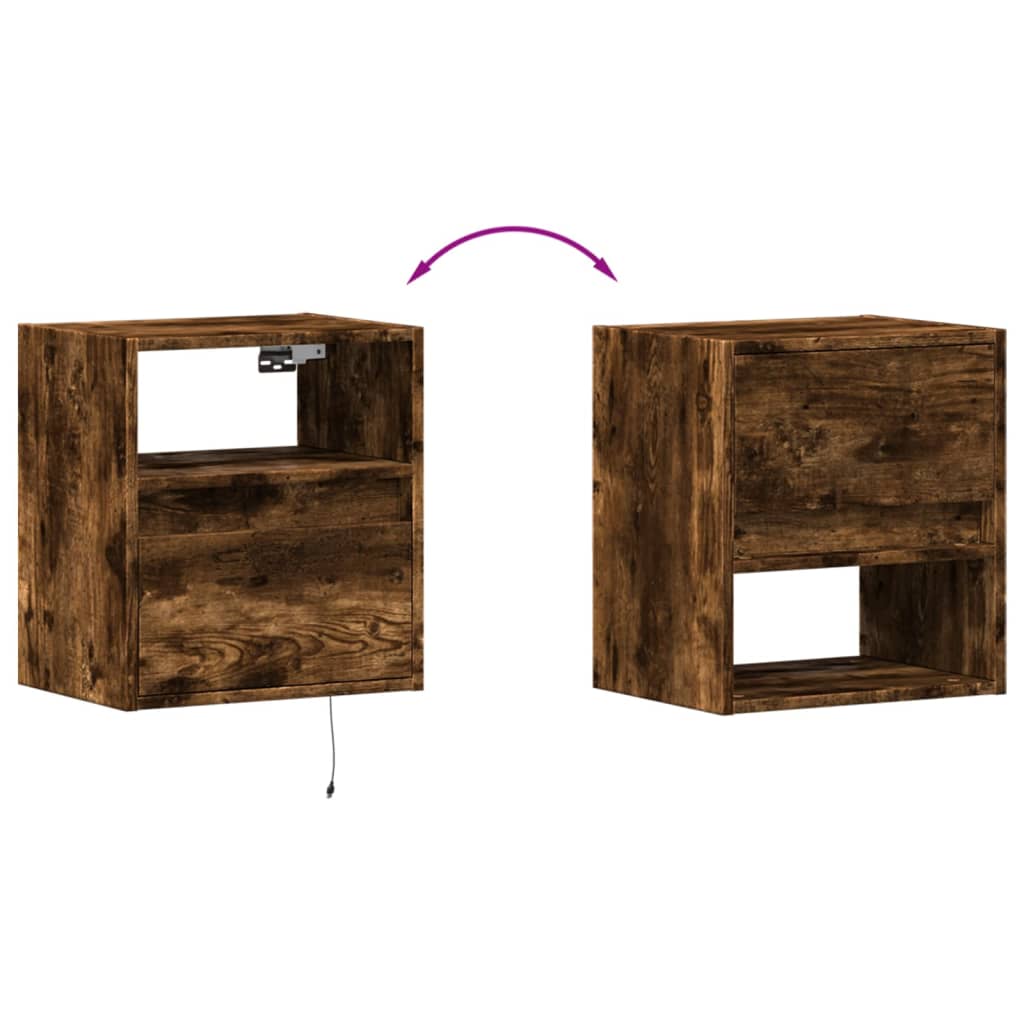 Zidni TV ormarić s LED svjetlima boja hrasta 41x31x45 cm