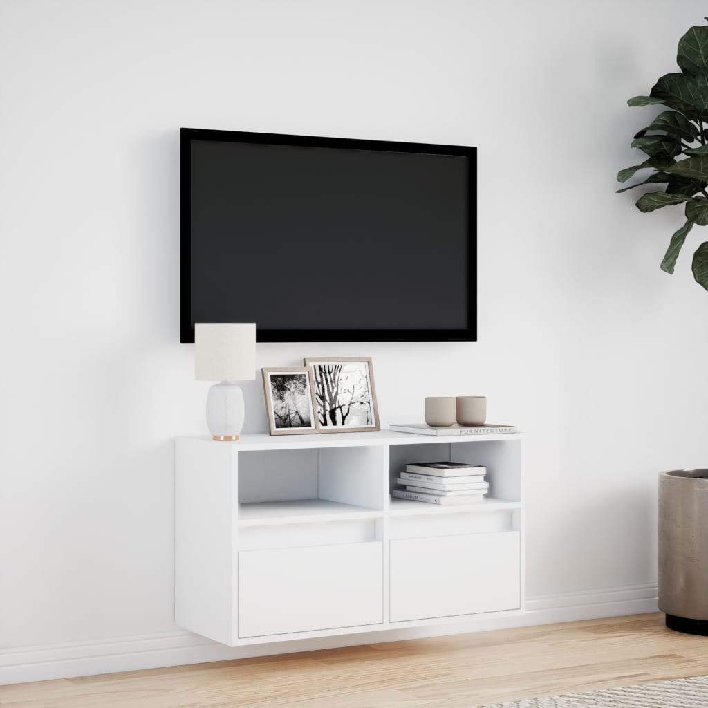 Zidni TV ormarić s LED svjetlima bijeli 80 x 31 x 45 cm