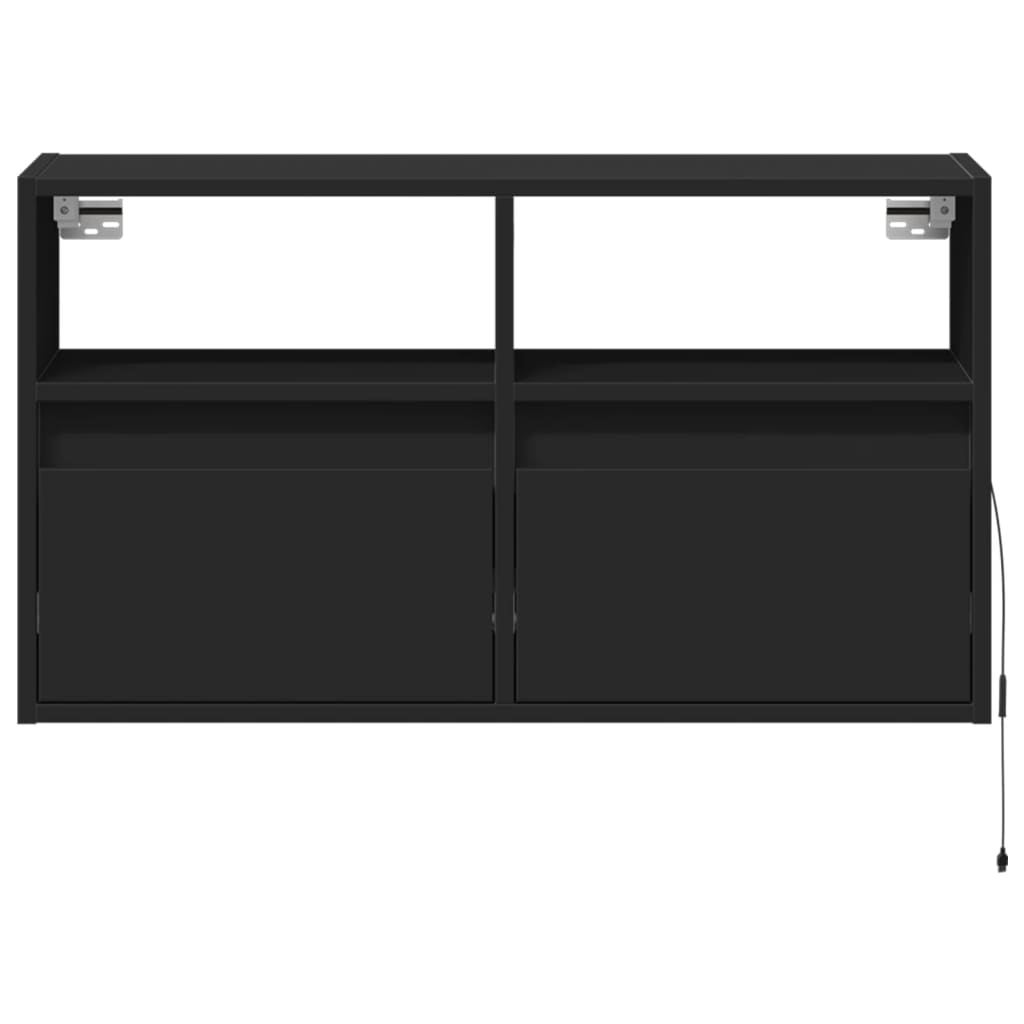 Zidni TV ormarić s LED svjetlima crni 80 x 31 x 45 cm