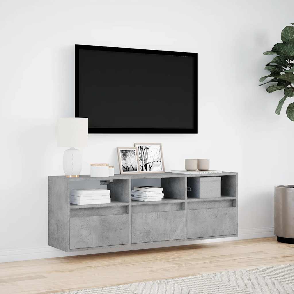 Zidni TV ormarić s LED svjetlima boja betona 130 x 31 x 45 cm