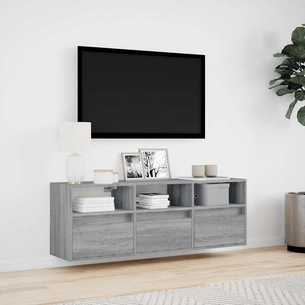 Zidni TV ormarić s LED svjetlima boja hrasta 130x31x45 cm