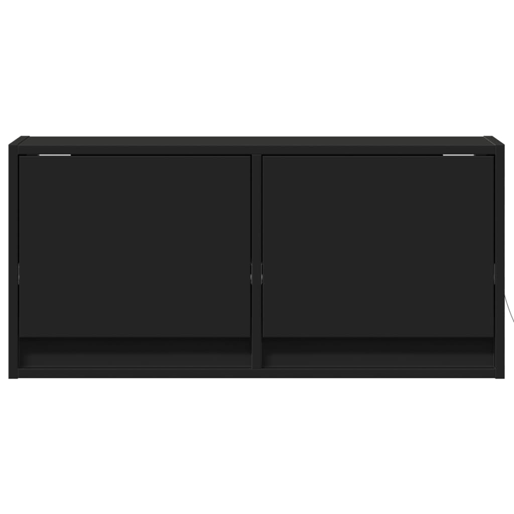 Zidni TV ormarić s LED svjetlima crni 80x31x38 cm