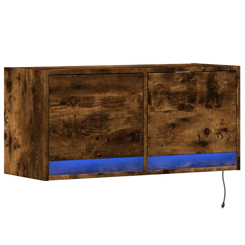 Zidni TV ormarić s LED svjetlima boja hrasta 80x31x38 cm