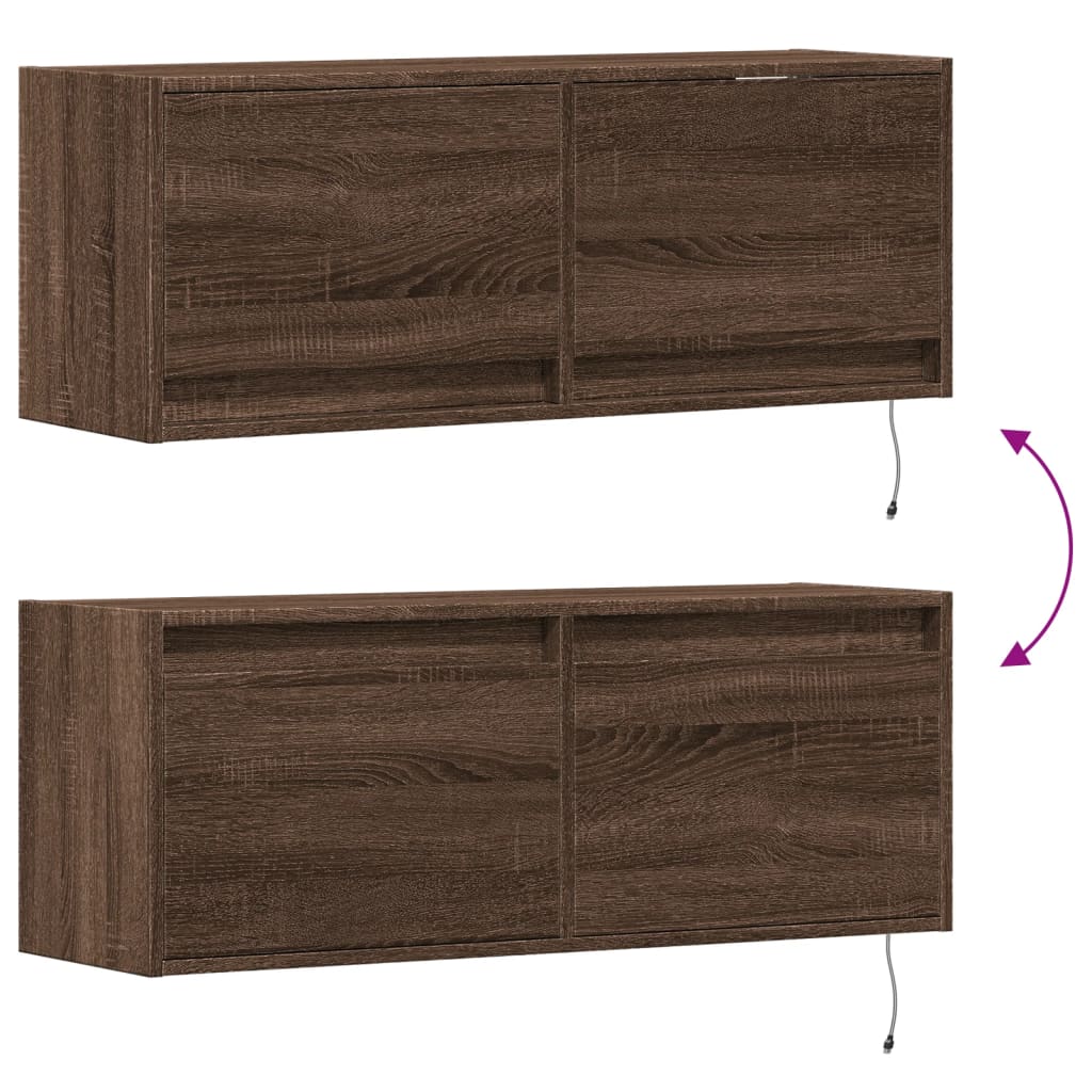 Zidni TV ormarić LED smeđa boja hrasta 100x31x38 cm