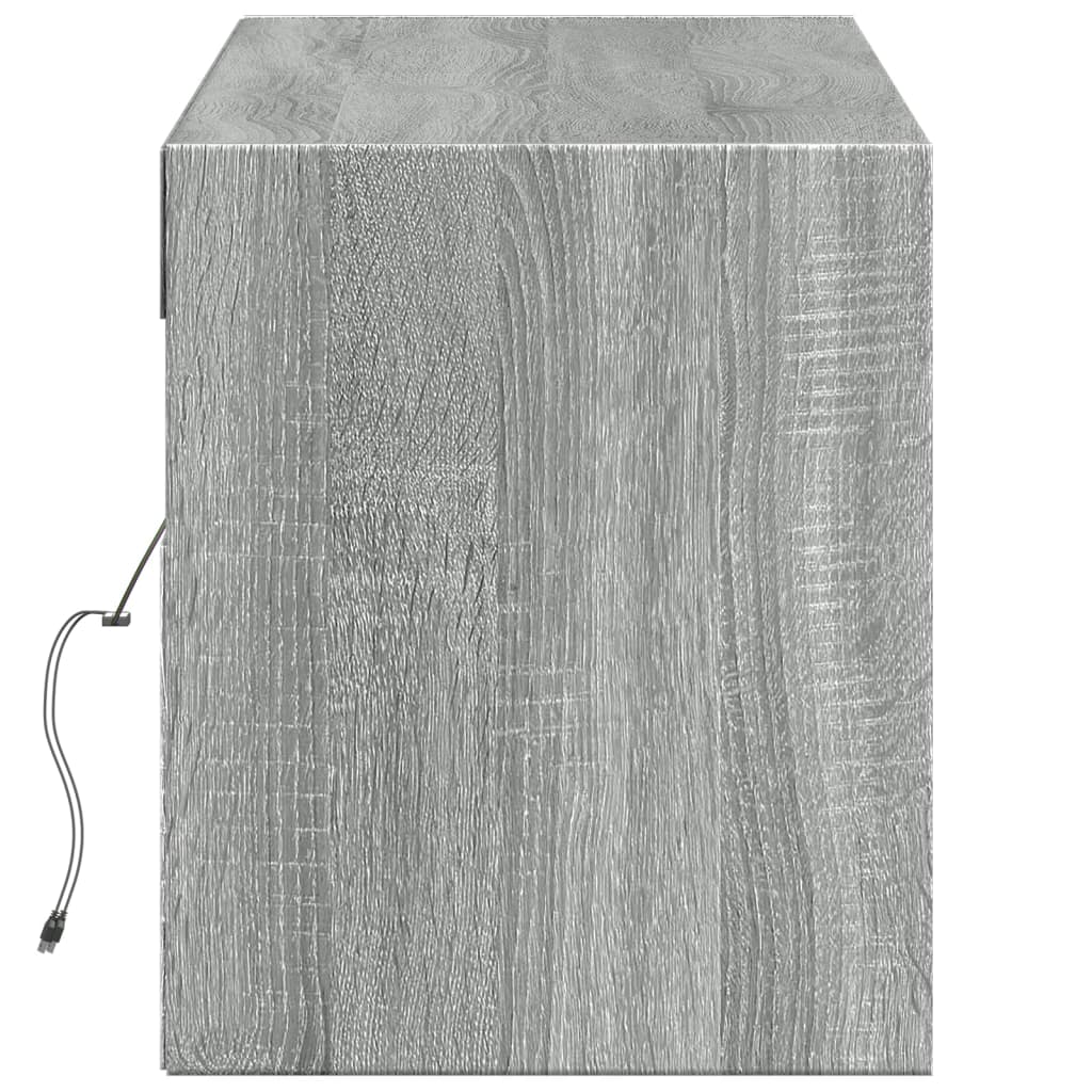Zidni TV ormarić s LED svjetlima siva boja hrasta 140x31x38 cm