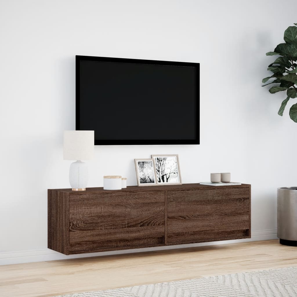 Zidni TV ormarić LED smeđa boja hrasta 140x31x38 cm