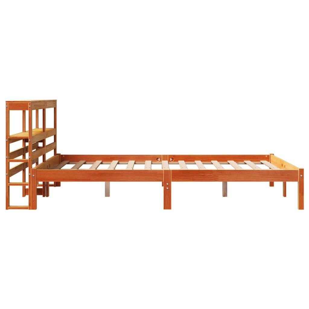 Okvir kreveta s uzglavljem voštano smeđi 140x190 cm od borovine