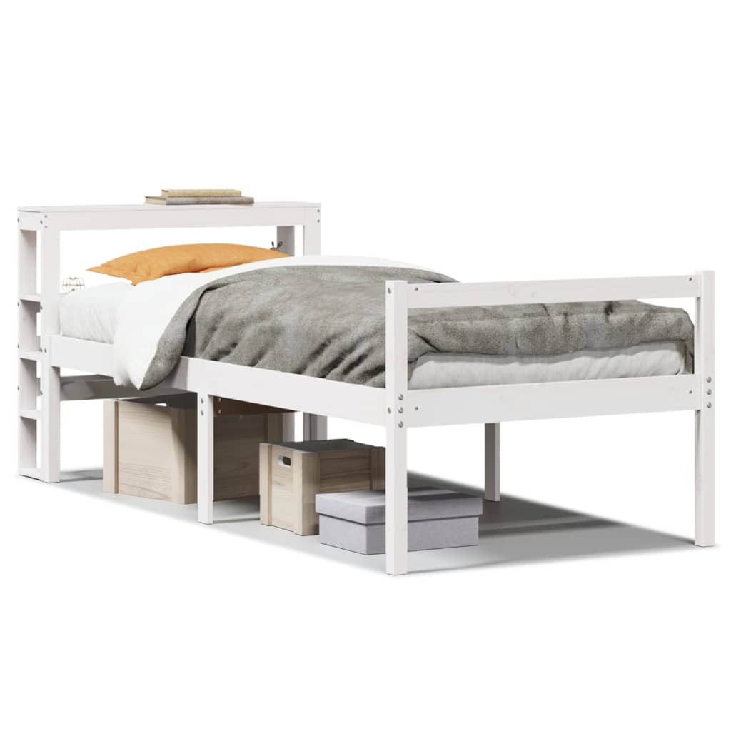 Krevet za starije s uzglavljem bijeli 75x190 cm borovina