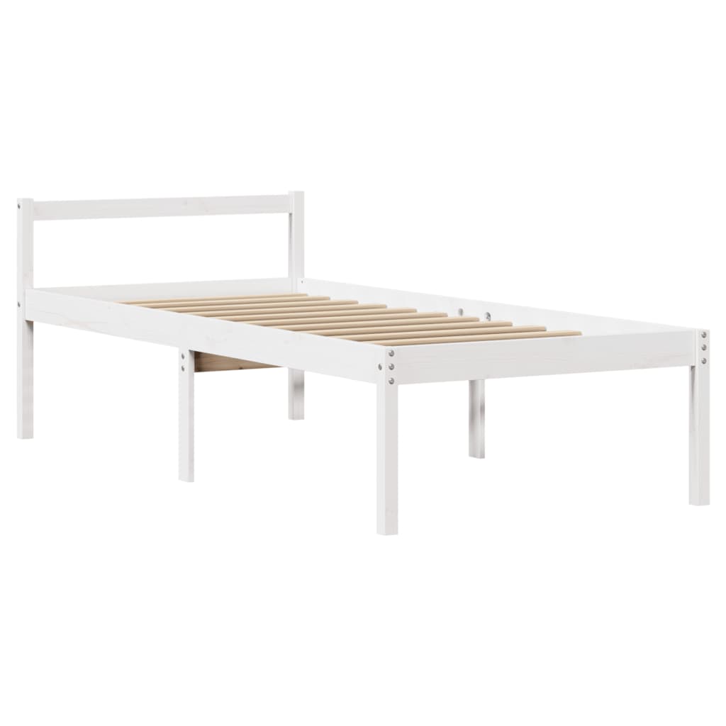Krevet za starije s uzglavljem bijeli 90x190 cm borovina