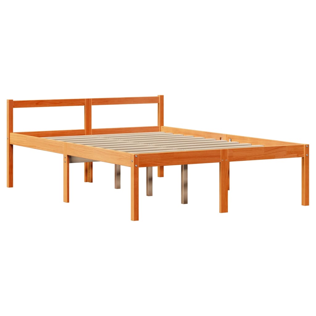 Okvir kreveta s uzglavljem voštano smeđi 150x200 cm od borovine
