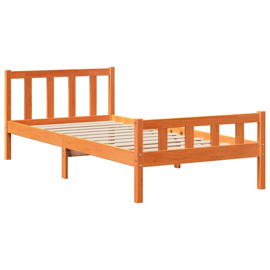 Okvir kreveta s uzglavljem voštano smeđi 75x190 cm od borovine