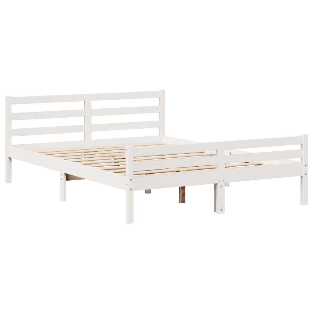 Okvir za krevet s uzglavljem bijeli 150 x 200 cm borovina