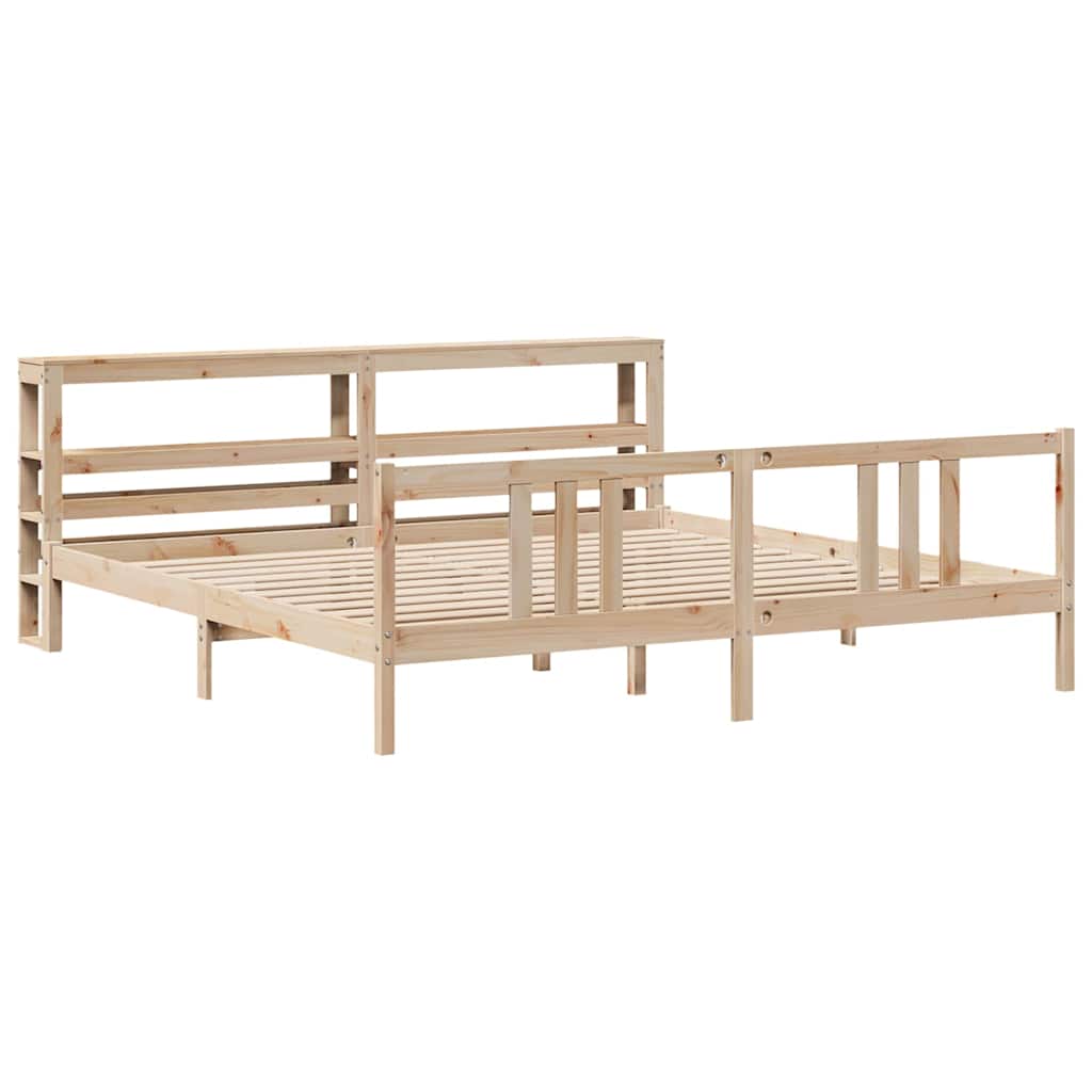 Okvir kreveta s uzglavljem 200 x 200 cm od masivne borovine