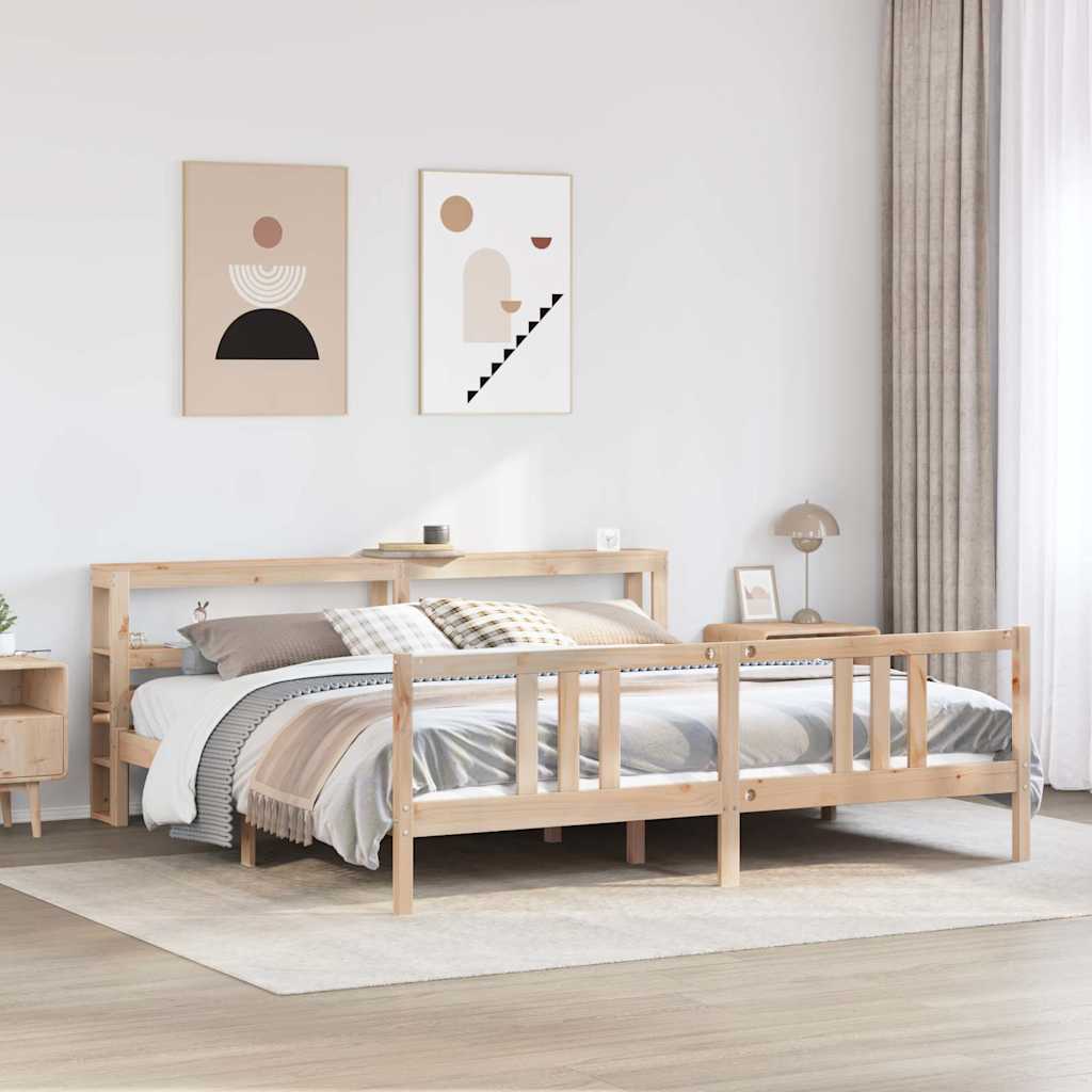 Okvir kreveta s uzglavljem 200 x 200 cm od masivne borovine