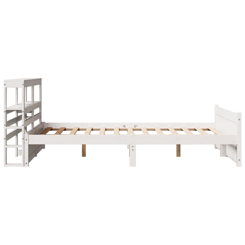 Okvir za krevet s uzglavljem bijeli 135 x 190 cm od borovine
