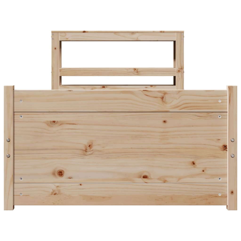 Okvir kreveta s uzglavljem 90 x 200 cm od masivne borovine